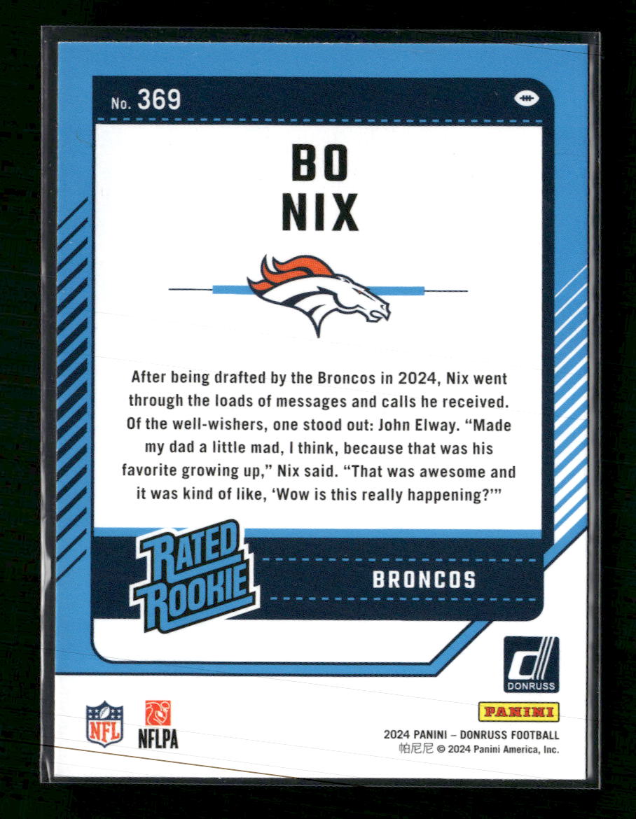 2024 Donruss Press Proof Blue Bo Nix Rookie #369