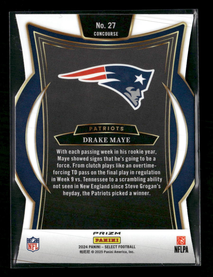 2024 Panini Select Silver Prizm Die Cut Drake Maye Rookie #27