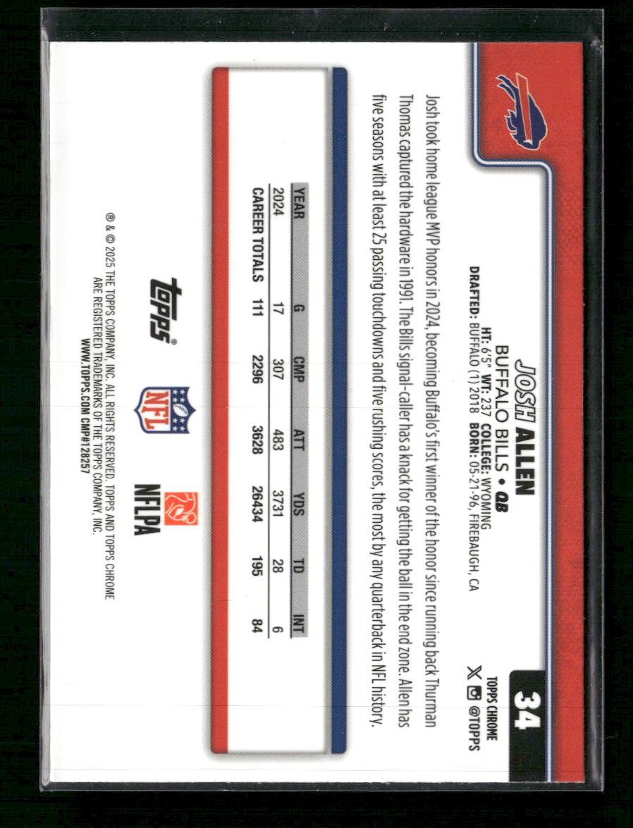 2025 Topps Chrome Pink X-Fractor Josh Allen #34