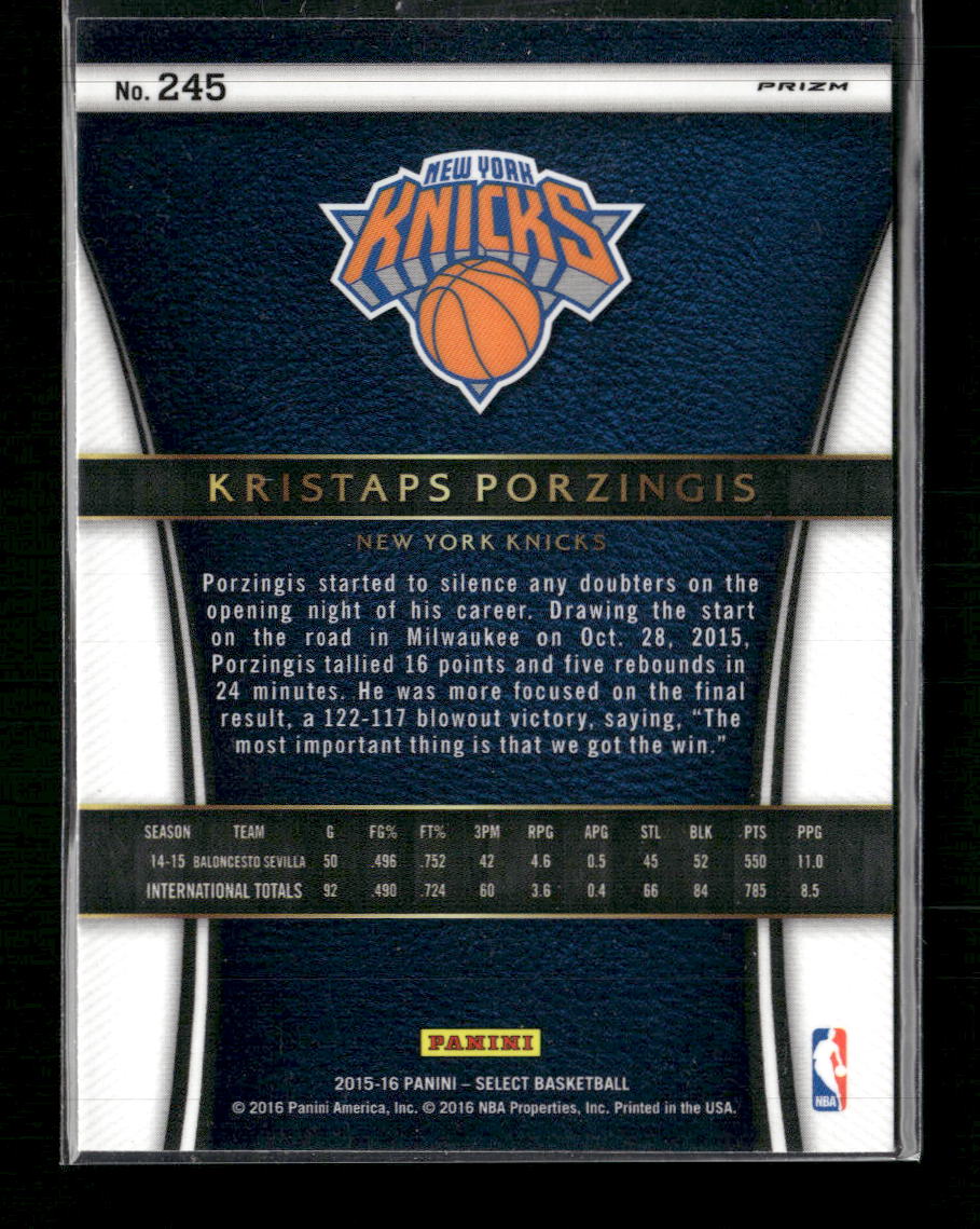 2015-16 Panini Select Silver Prizms Kristaps Porzingis #245
