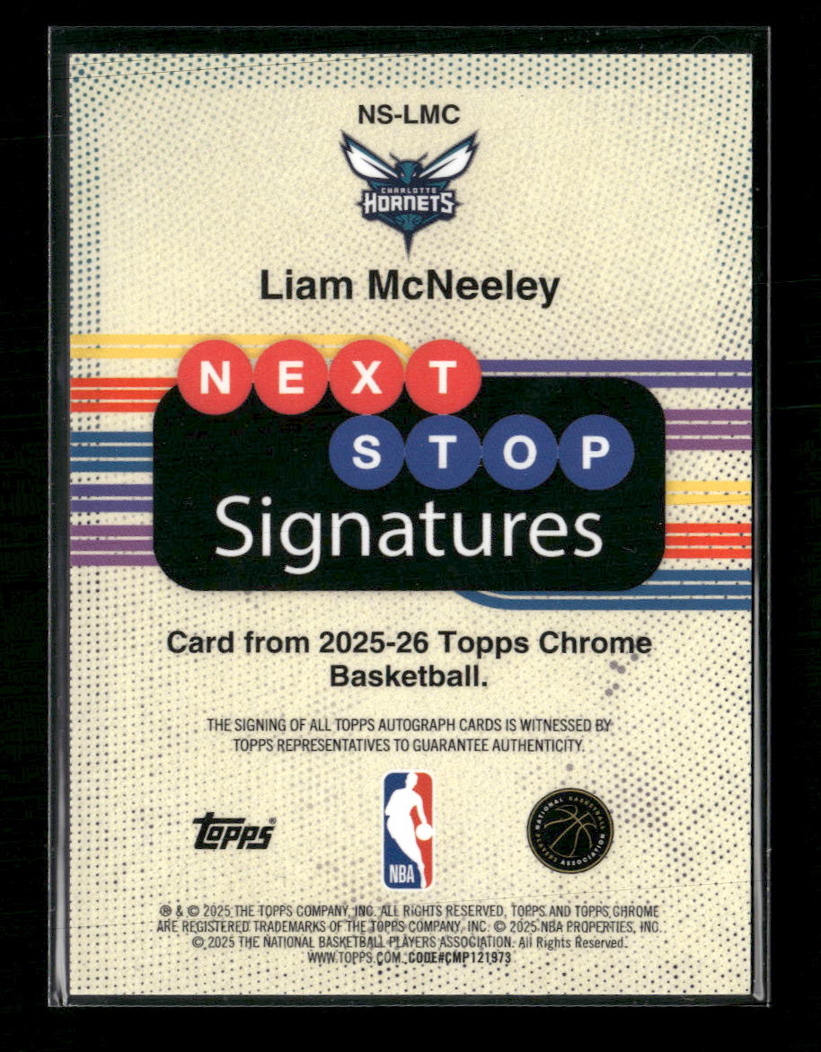 2025-26 Topps Chrome Next Stop Signatures Liam McNeeley Auto #NS-LMC