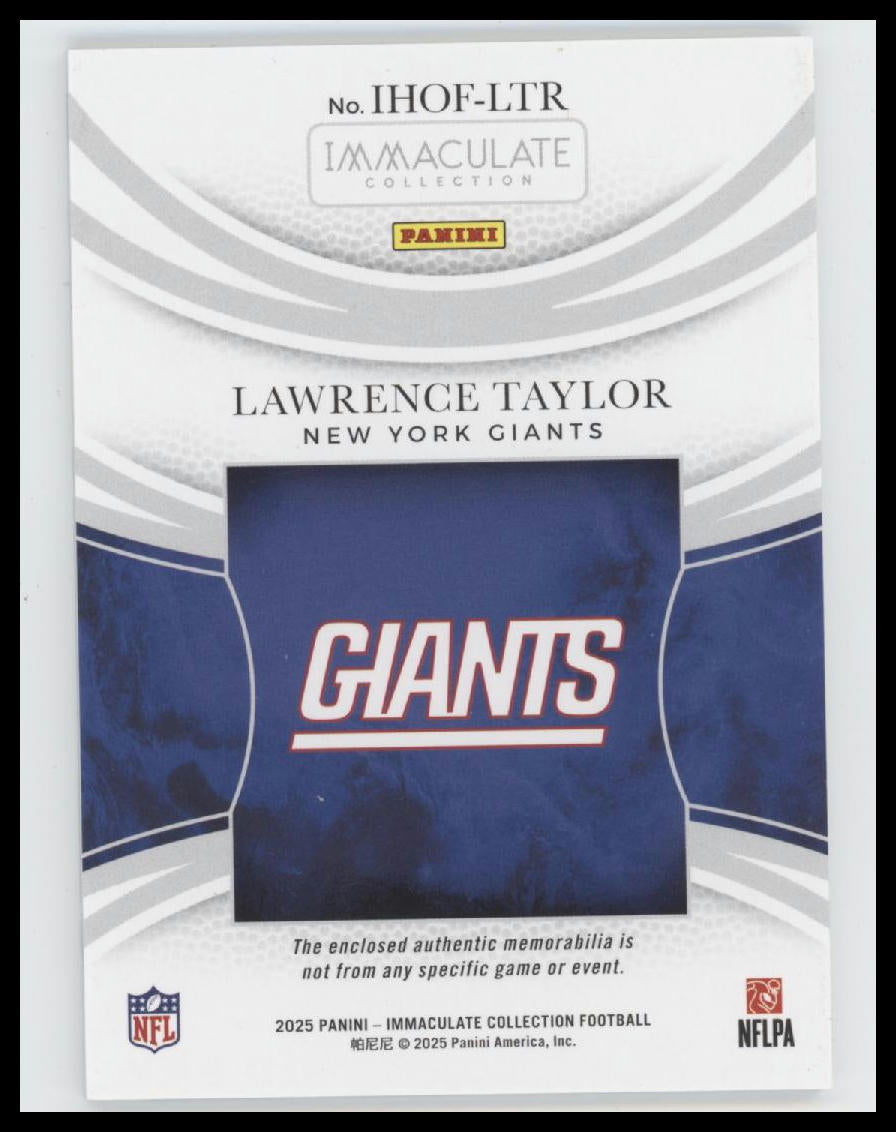 2025 Panini Immaculate Collection HOF Jersey #/49 Lawrence Taylor #IHOF-LTR