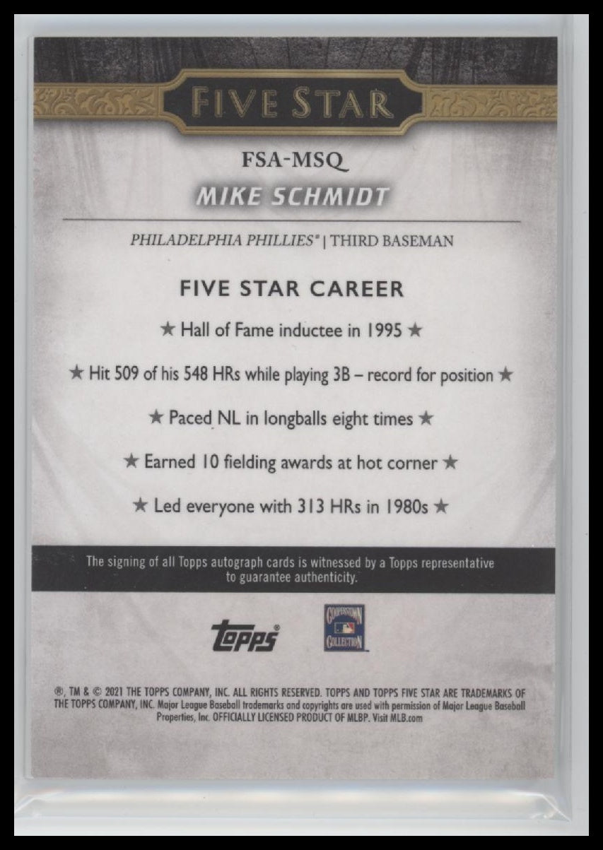 2021 Topps Five Star Orange Mike Schmidt #/5 Auto #FSA-MSQ