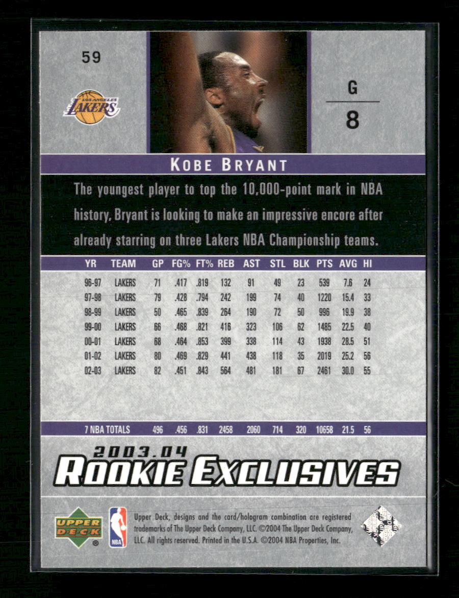 2003-04 Upper Deck Rookie Exclusives Kobe Bryant #59