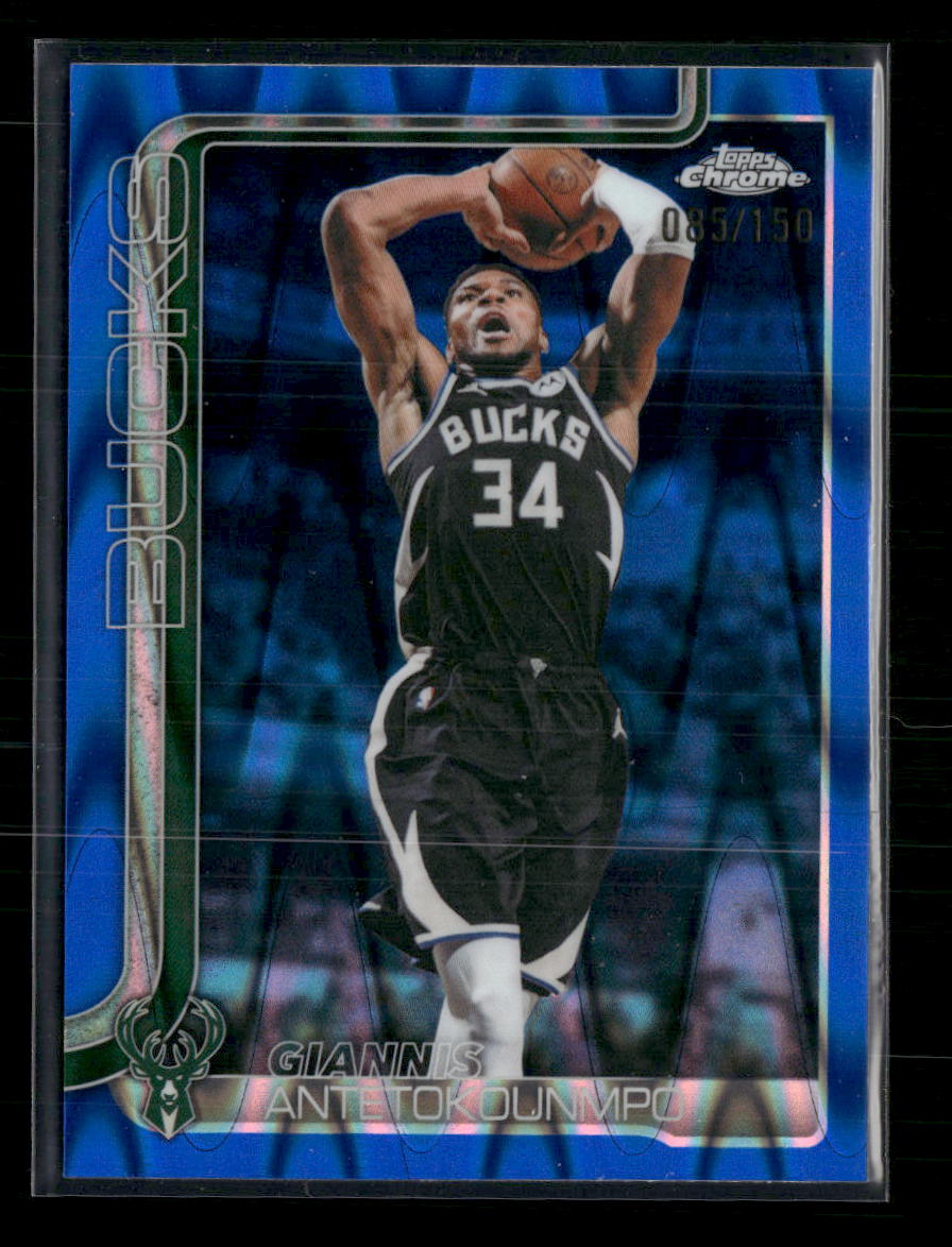 2025-26 Topps Chrome Blue Raywave #/150 Giannis Antekoumpo #7