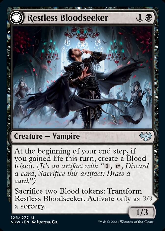Restless Bloodseeker // Bloodsoaked Reveler (VOW-128) - Innistrad: Crimson Vow: (Double Faced Transform) Foil