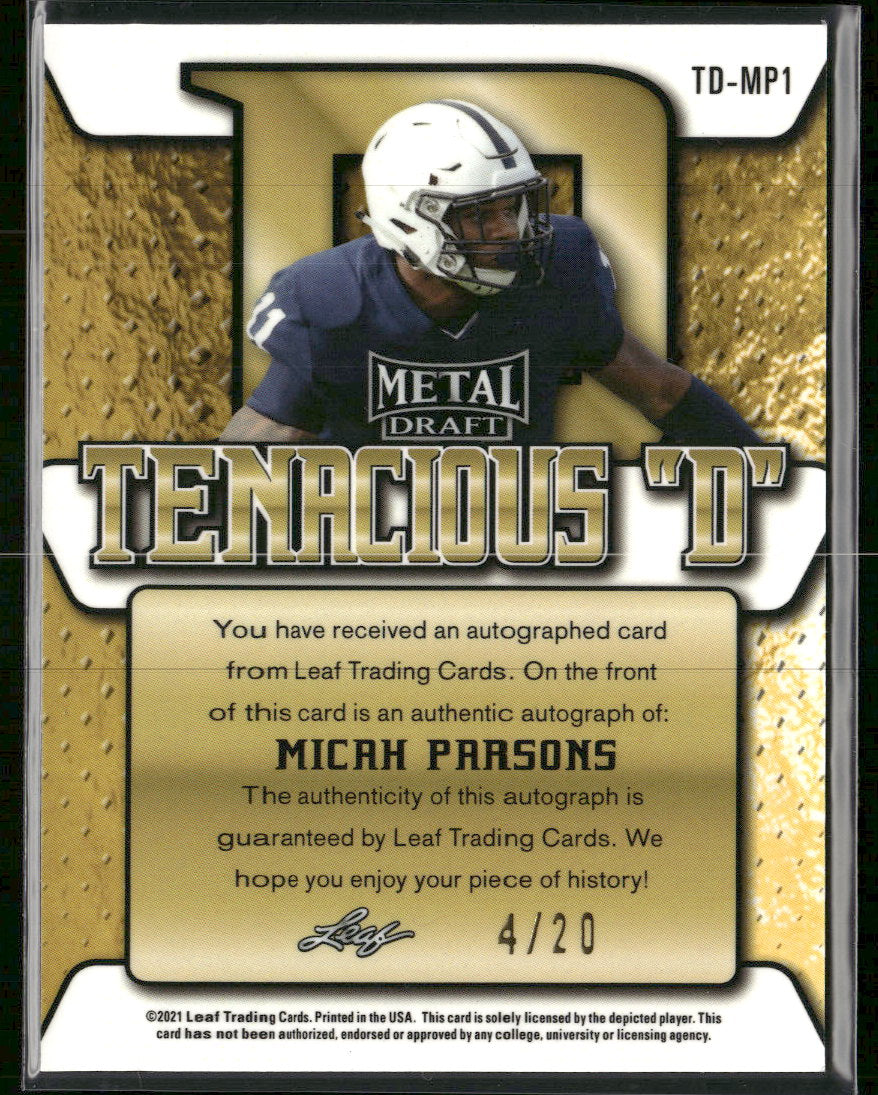 2021 Leaf M D Tenacious D Auto Crystals Purple Micah Parsons #/20 #TD-MP1
