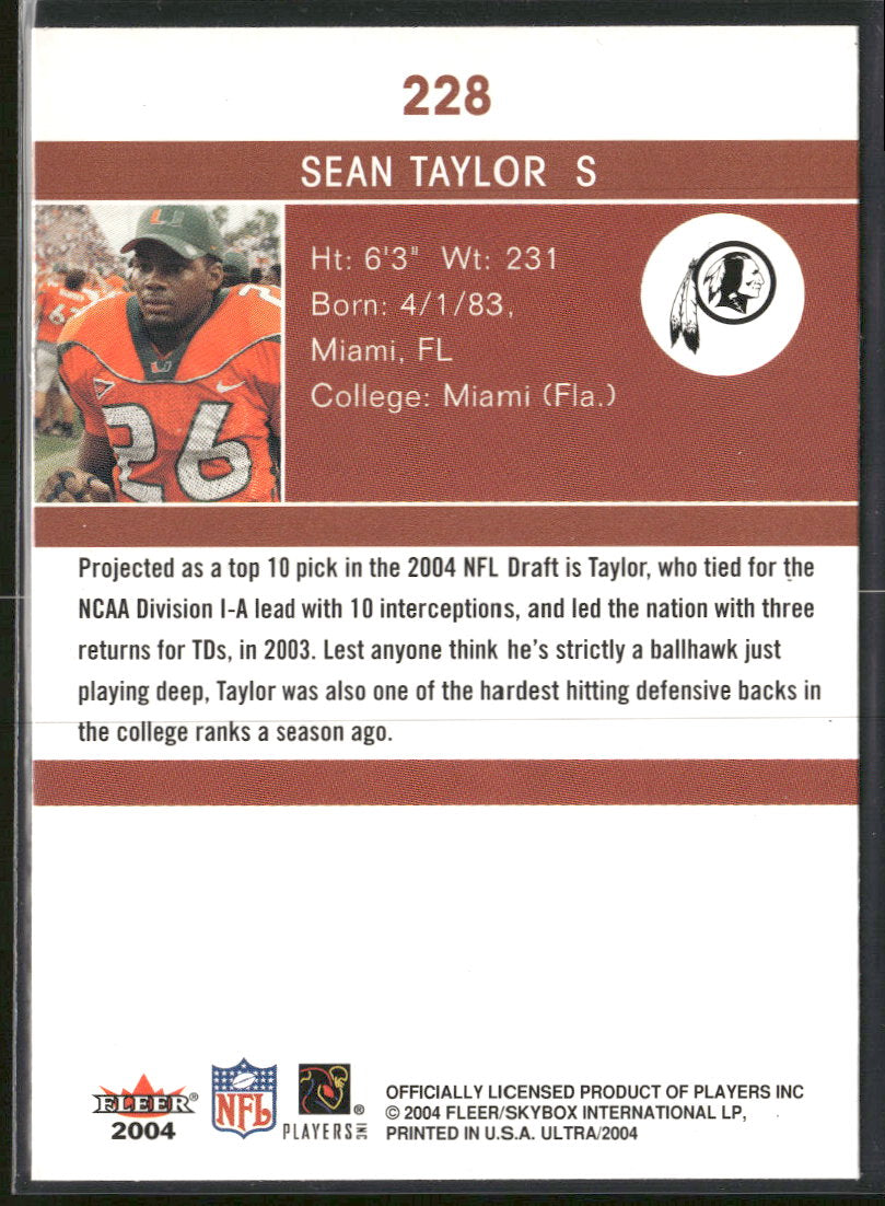 2004 Ultra Sean Taylor RC #228