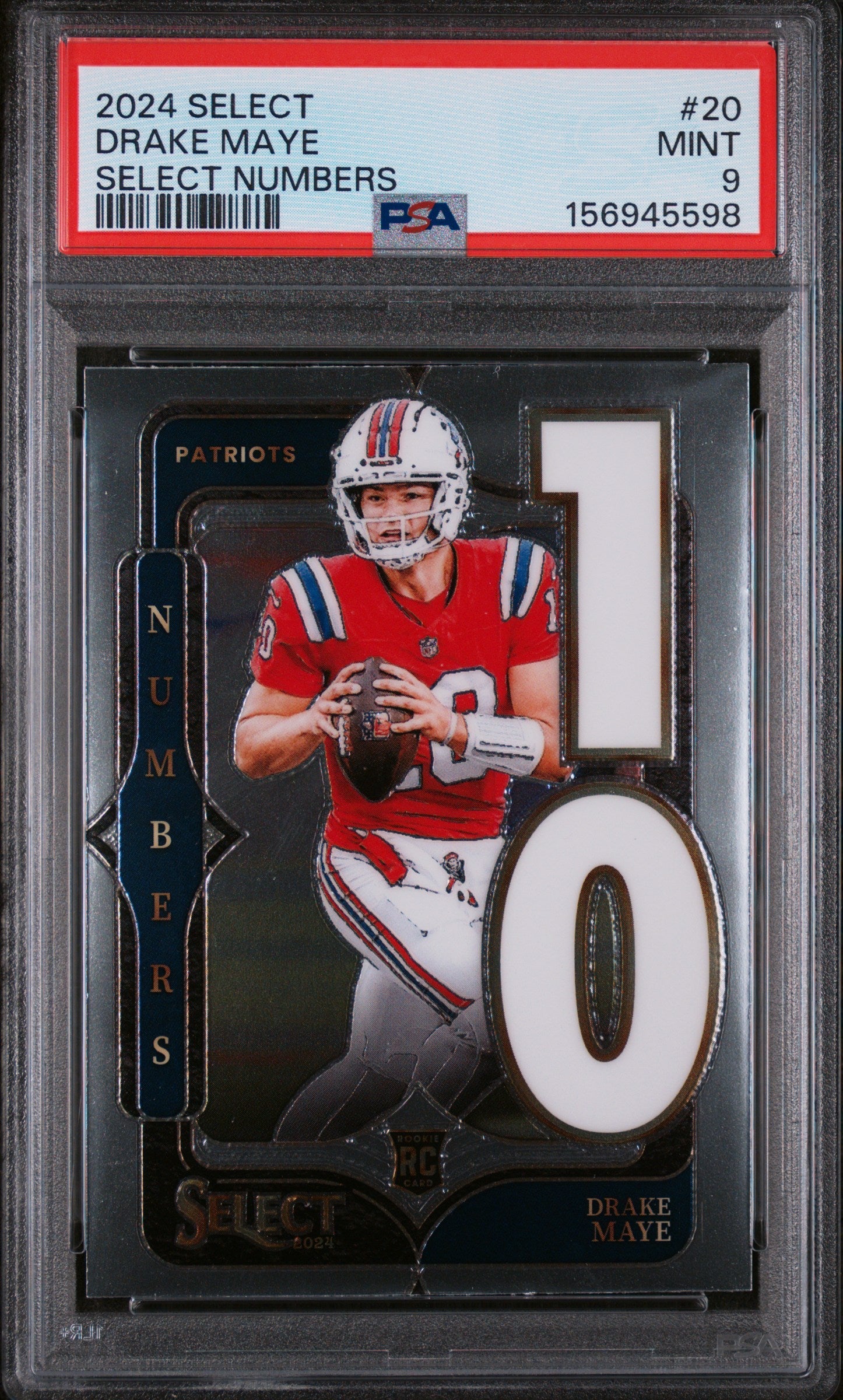 2024 Panini Select Select Numbers Drake Maye 9 PSA #20