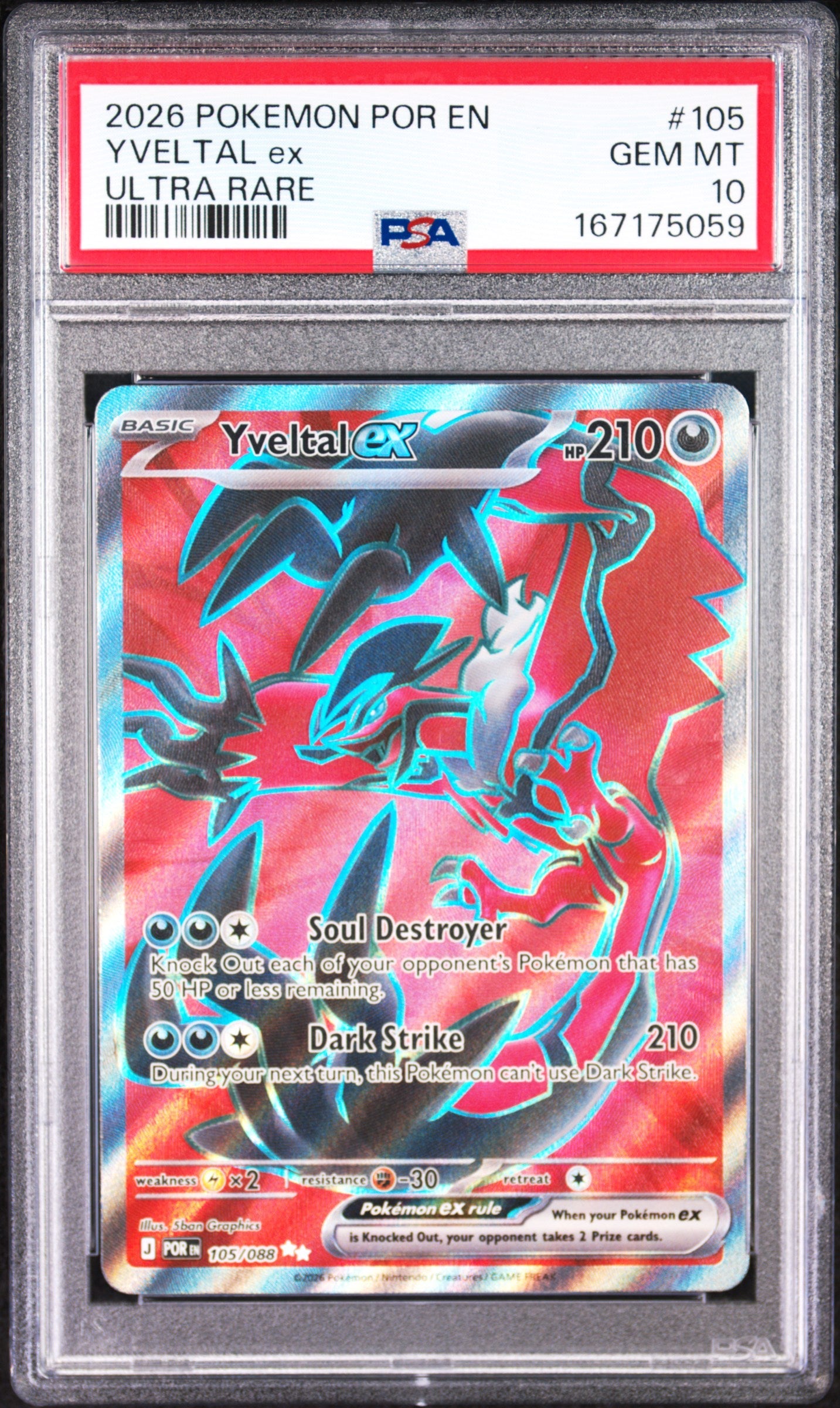 2026 Pokemon Perfect Order Ultra Rare Yveltal Ex 10 PSA #105