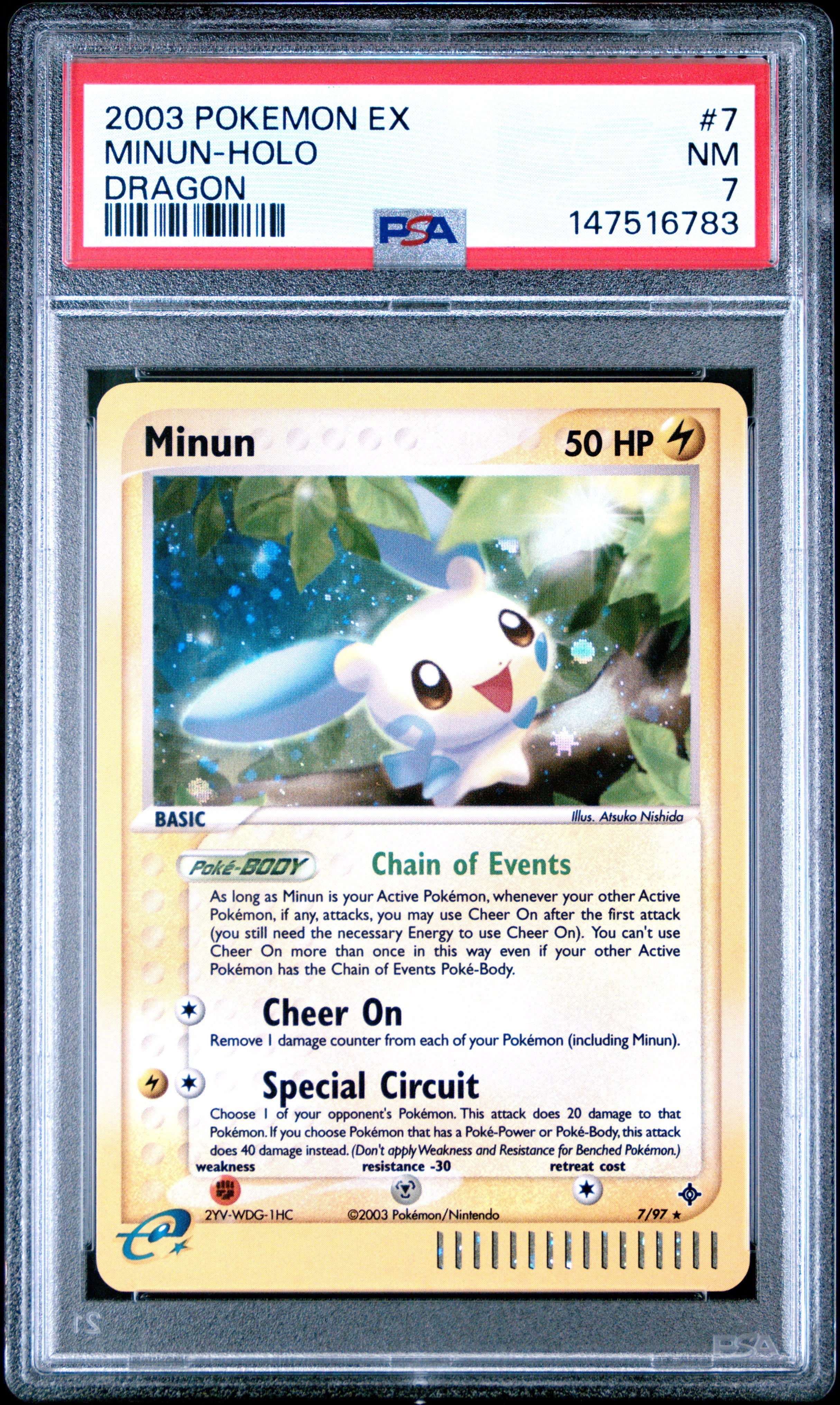 2003 Pokemon Ex Dragon Dragon Minun-Holo 7 PSA #7