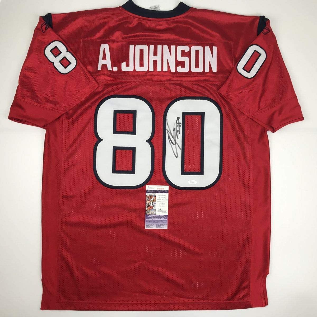 Autographed/Signed Andre Johnson Houston Texans Red Football Jersey JSA COA