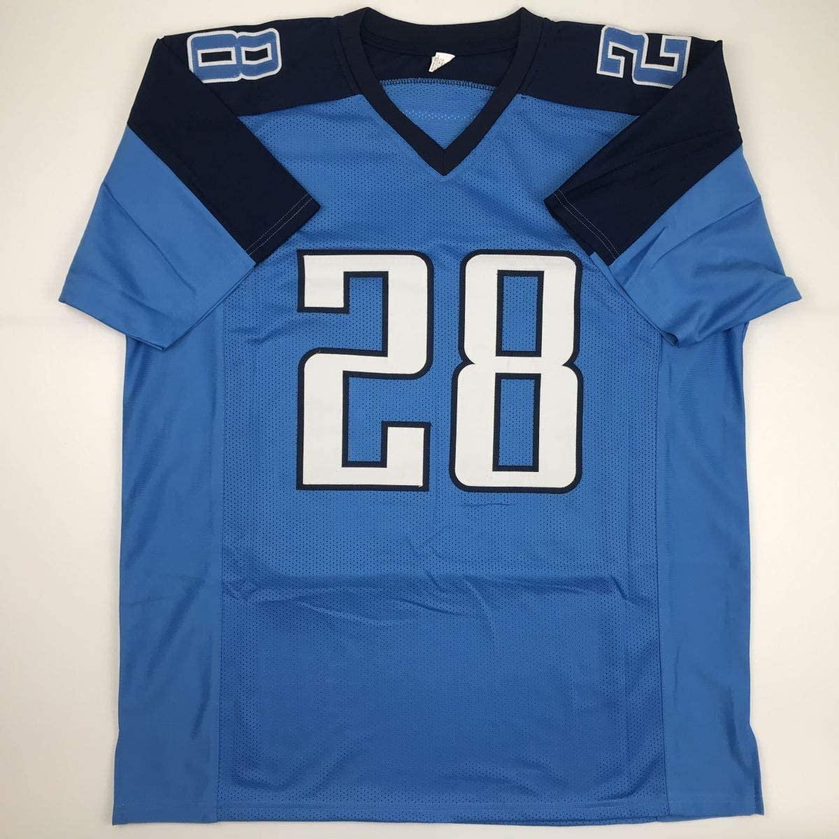Autographed/Signed Chris Johnson Tennessee Powder Blue Football Jersey JSA COA