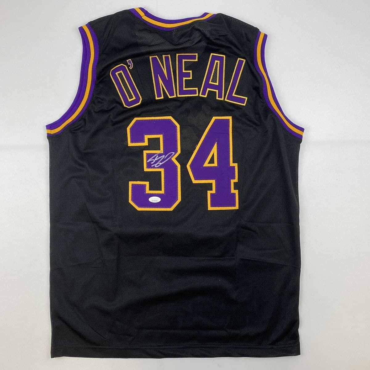 Autographed/Signed Shaquille Shaq O'Neal Los Angeles LA Black Basketball Jersey JSA COA
