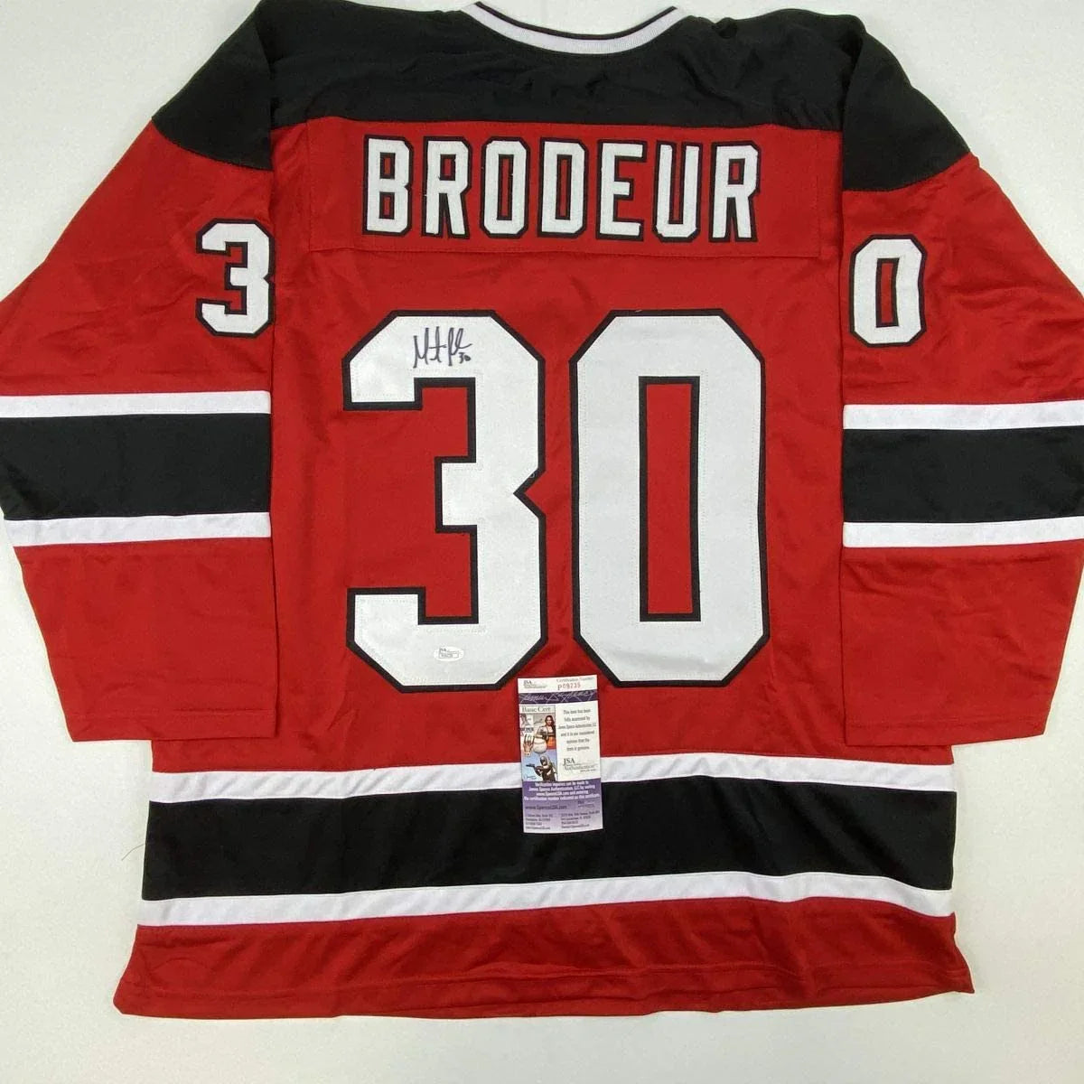 Autographed/Signed Martin Marty Brodeur New Jersey Red Hockey Jersey JSA COA