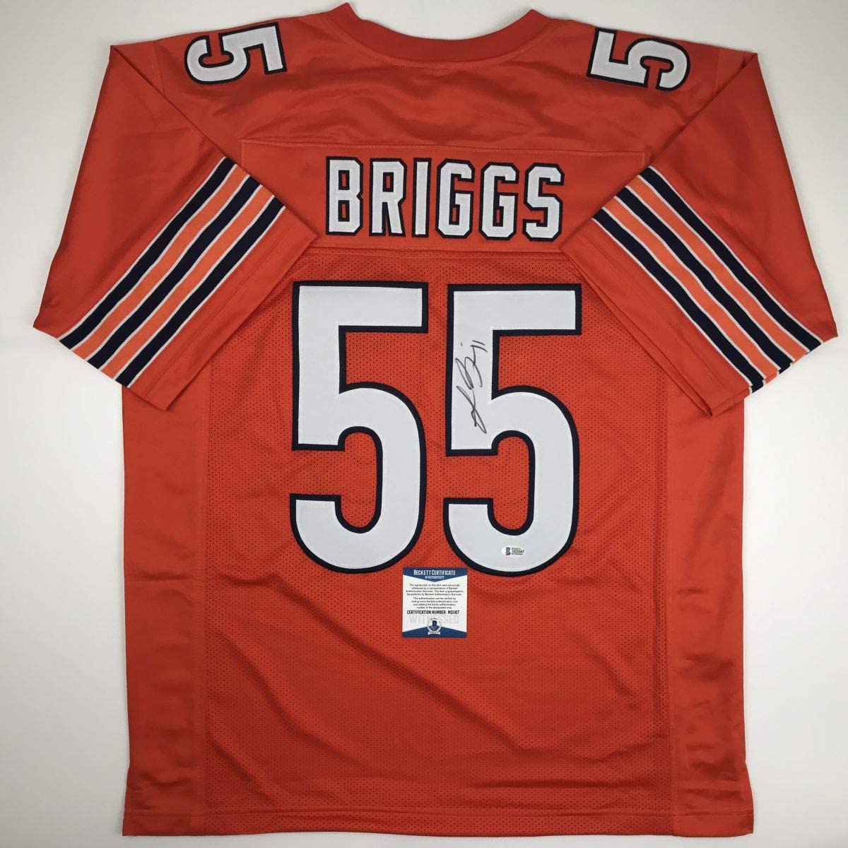 Autographed/Signed Lance Briggs Chicago Orange Football Jersey Beckett BAS COA