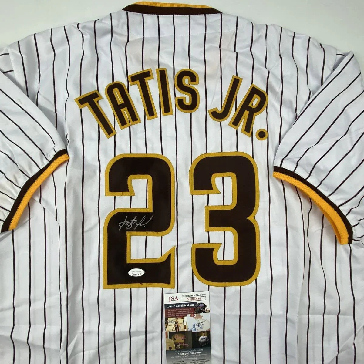 Autographed/Signed Fernando Tatis Jr. San Diego Pinstripe Baseball Jersey JSA COA