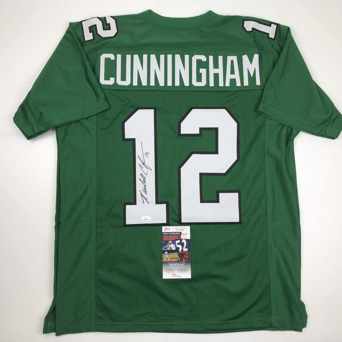 Autographed/Signed Randall Cunningham Philadelphia Green Football Jersey JSA COA