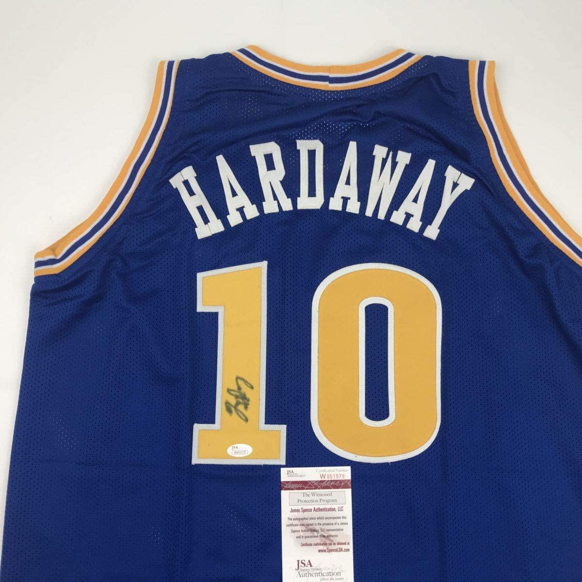 Autographed/Signed Tim Hardaway Golden State Blue Basketball Jersey JSA COA