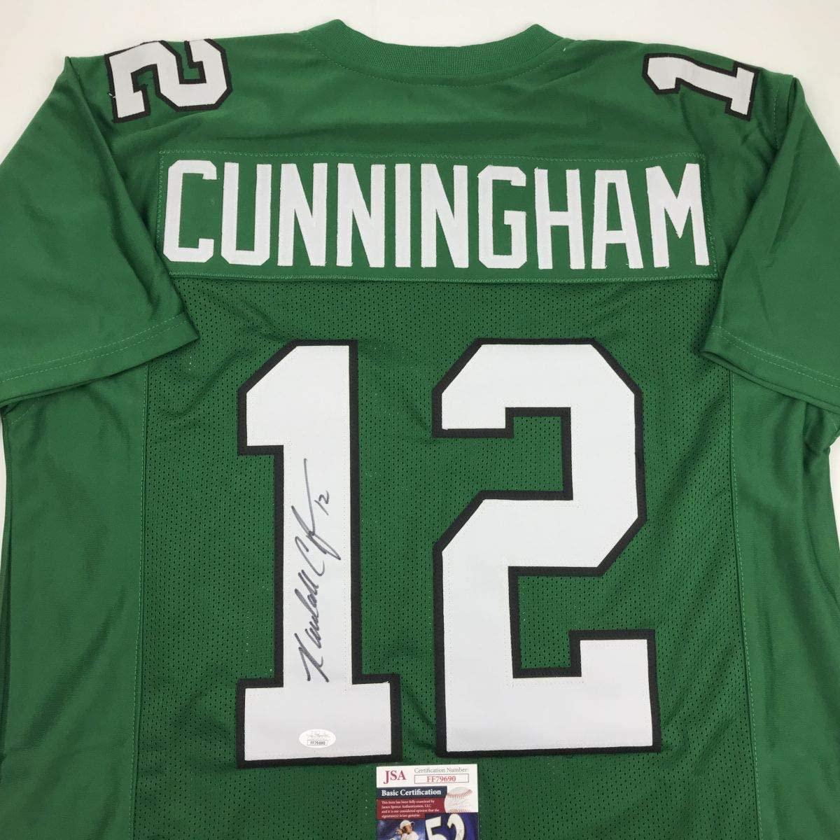 Autographed/Signed Randall Cunningham Philadelphia Green Football Jersey JSA COA