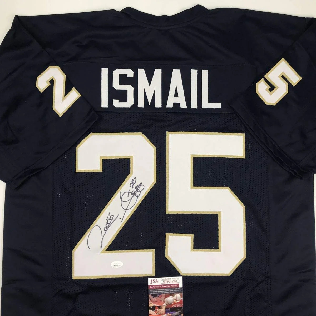 Autographed/Signed Raghib Ismail Rocket Notre Dame Blue College Football Jersey JSA COA
