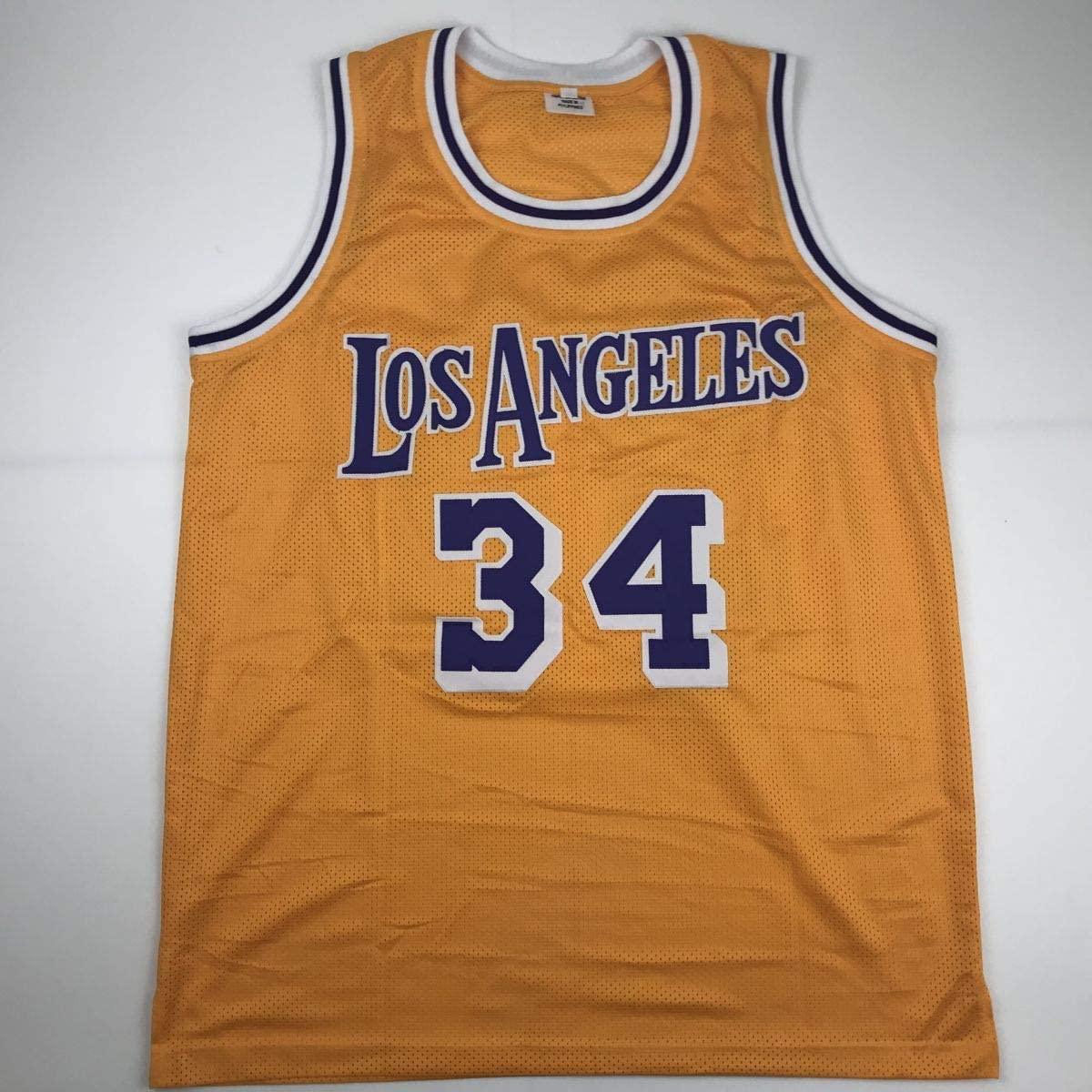 Autographed/Signed Shaquille Shaq O'Neal Los Angeles LA Yellow Basketball Jersey Beckett BAS COA