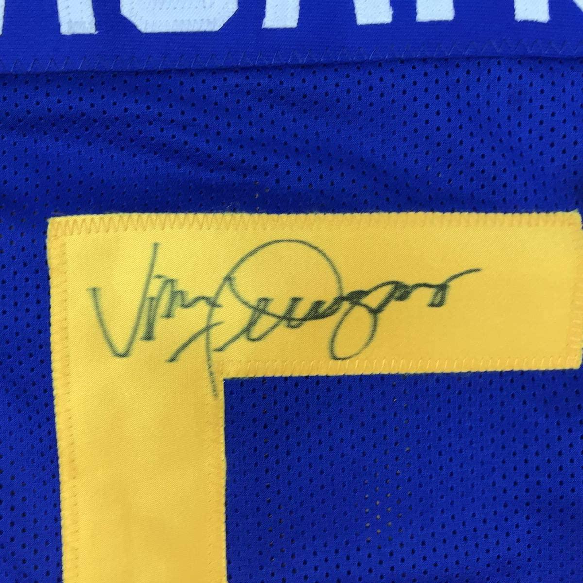 Autographed/Signed Vince Ferragamo Los Angeles LA Blue Football Jersey JSA COA