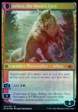 Arlinn, the Pack's Hope // Arlinn, the Moon's Fury (PRE-211S) - Innistrad: Midnight Hunt Promos: (Double Faced Transform) Foil