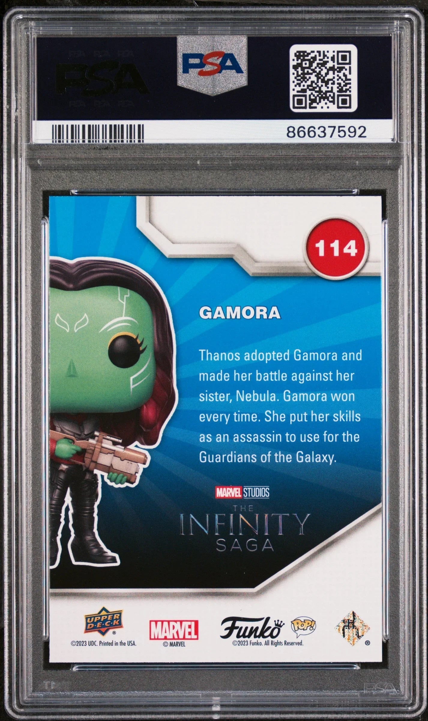 2023 UPPER DECK FUNKO POP MARVEL GAMORA #114 PSA 10