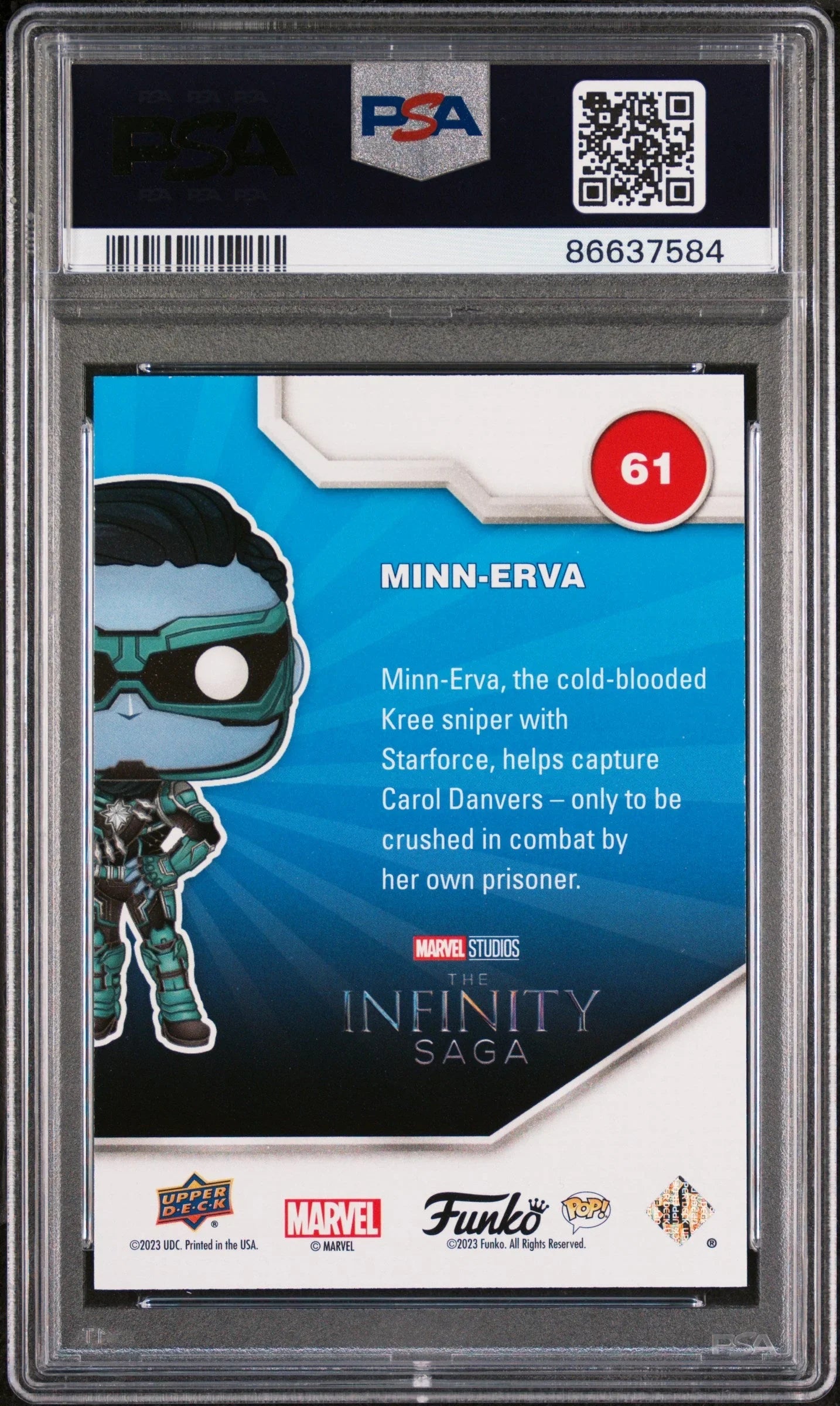 2023 UPPER DECK FUNKO POP MARVEL MINNERVA PATINA #61 PSA 10