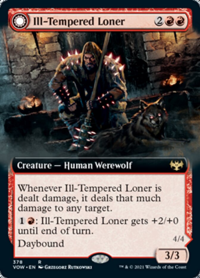 Ill-Tempered Loner // Howlpack Avenger (VOW-378) - Innistrad: Crimson Vow: (Extended Art, Double Faced Transform)