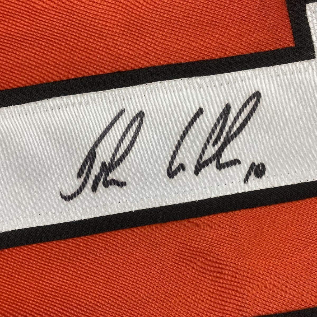 Autographed/Signed John LeClair Philadelphia Orange Hockey Jersey Beckett BAS COA