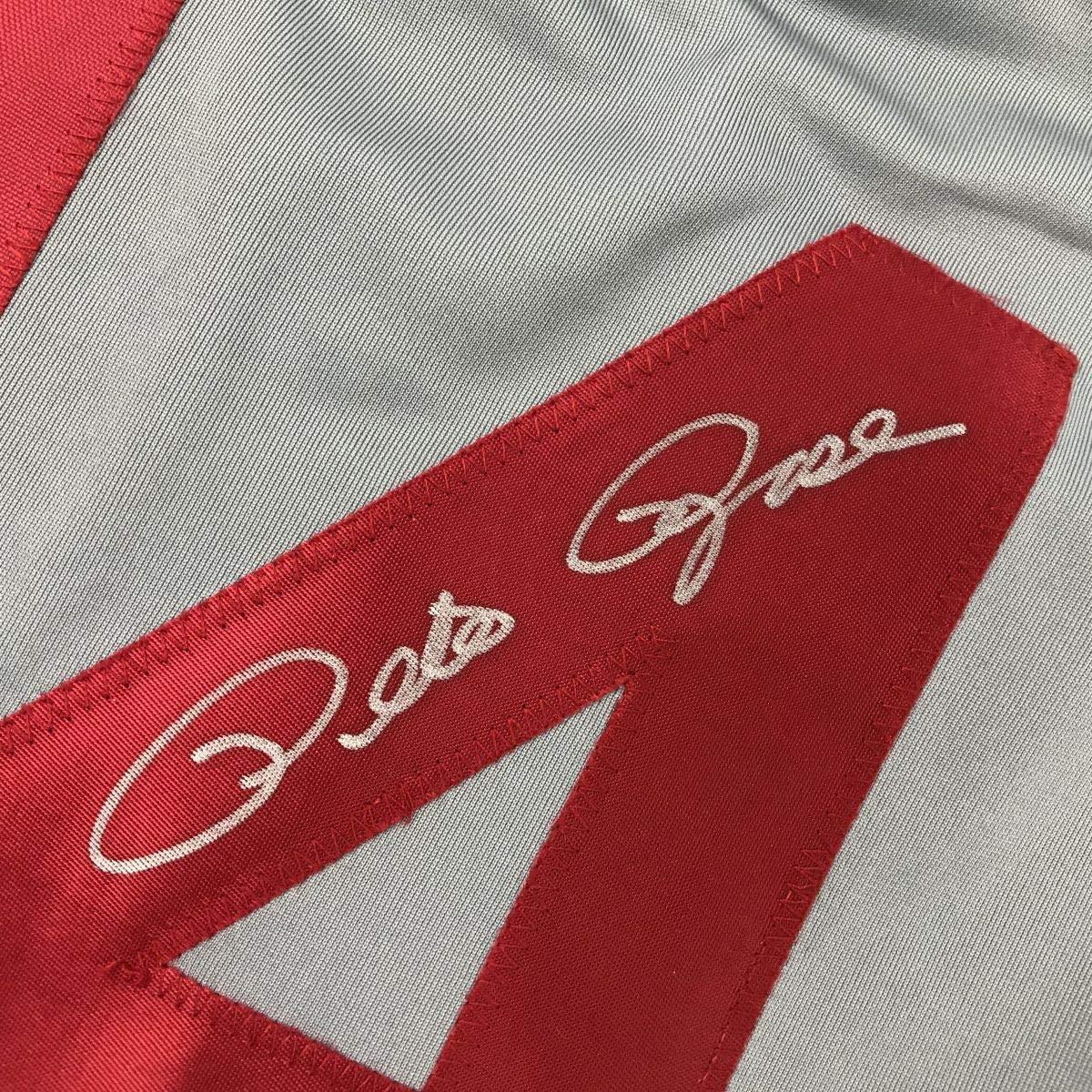 Autographed/Signed Pete Rose Cincinnati Grey Baseball Jersey JSA COA