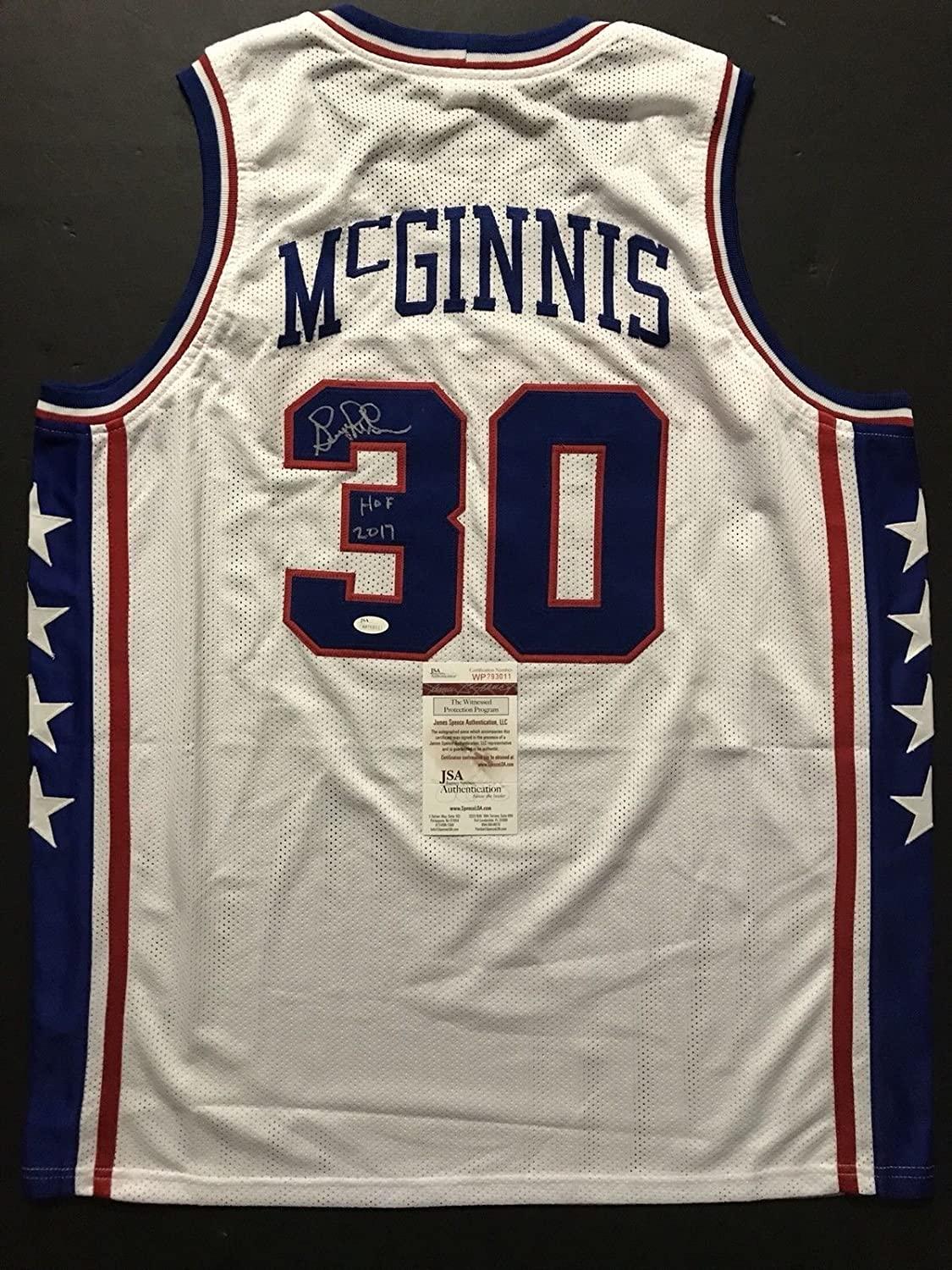 Autographed/Signed George McGinnis HOF 17 Philadelphia White Basketball Jersey JSA COA