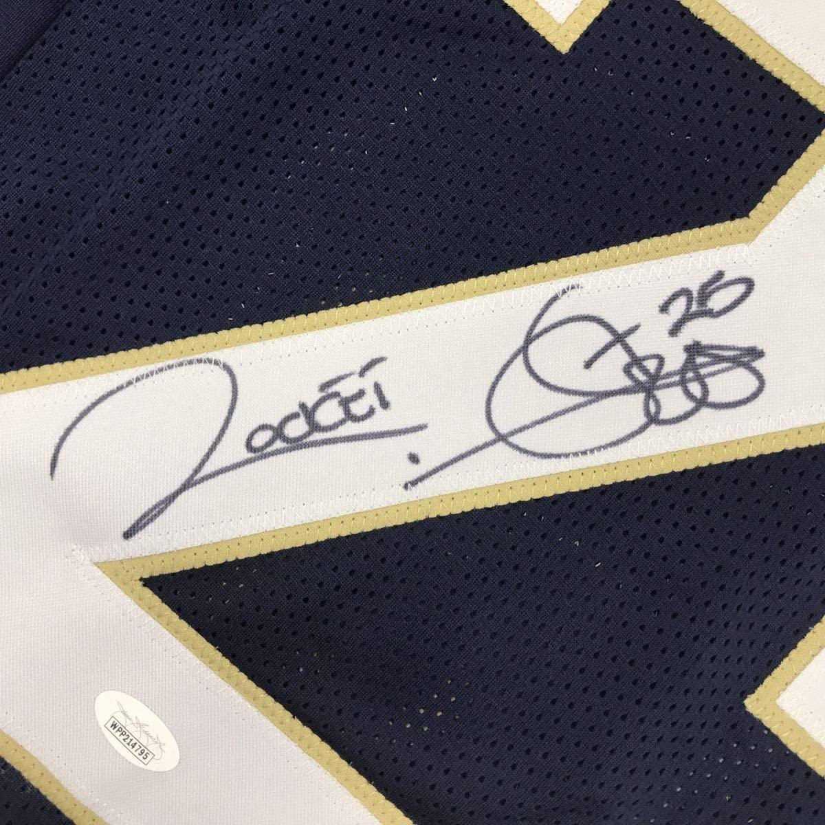 Autographed/Signed Raghib Ismail Rocket Notre Dame Blue College Football Jersey JSA COA