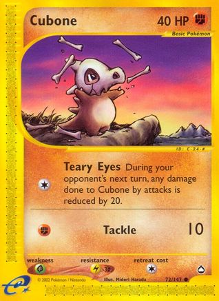 Cubone 072/147 - Aquapolis Reverse Holofoil