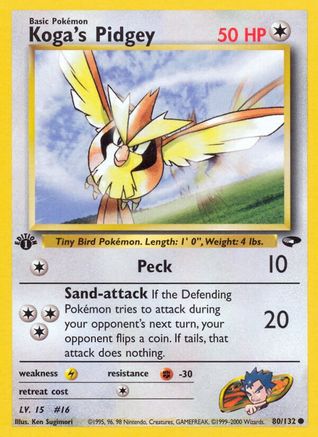Koga's Pidgey 080/132 - Gym Challenge 1st Edition