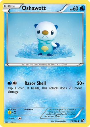 Oshawott 028/114 - Black and White Reverse Holofoil