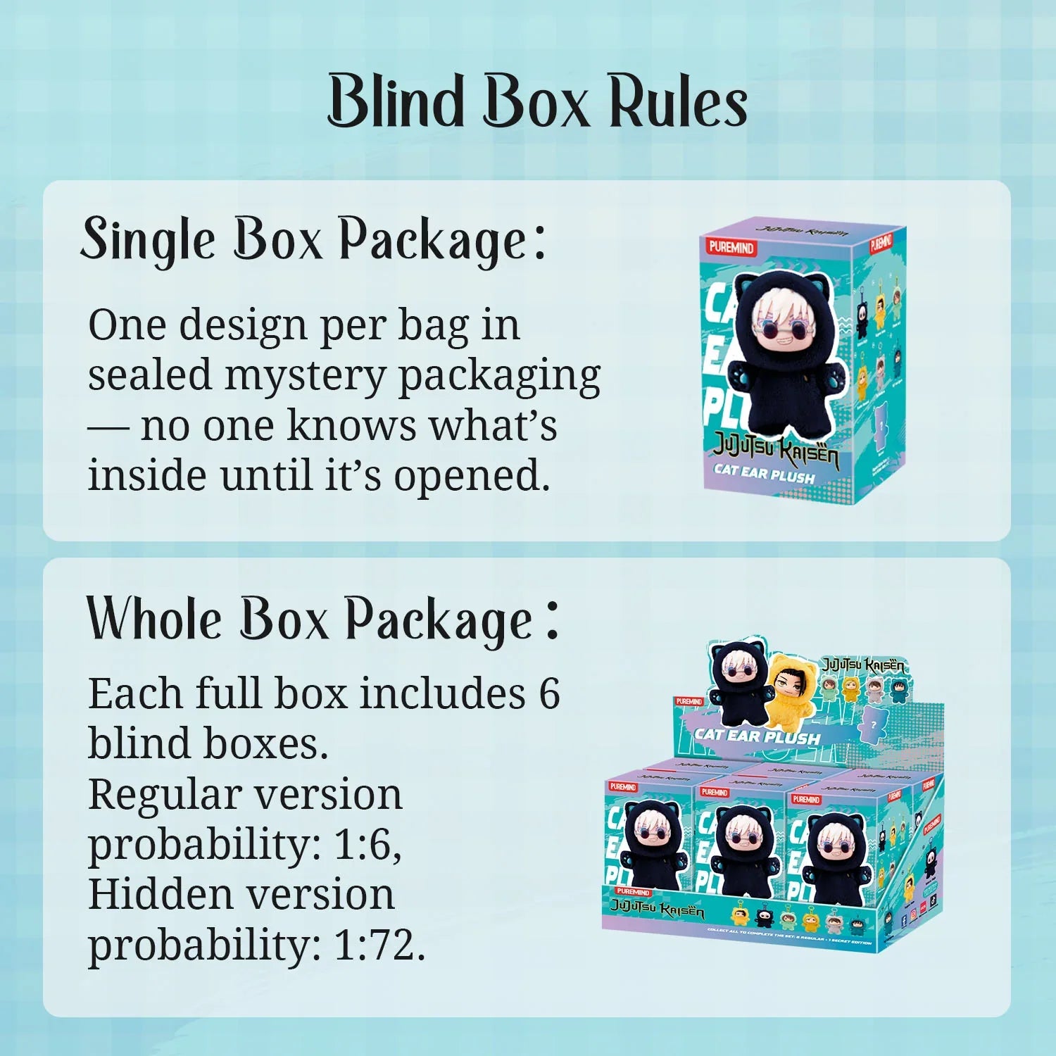 Puremind x Jujutsu Kaisen Cat Ear Plush Series Vinyl Blind Box - Official JJK Collectible