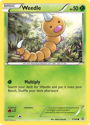 Weedle 001/160 - XY Primal Clash Reverse Holofoil
