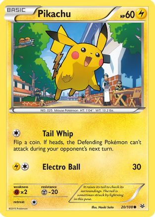 Pikachu 020/108 - XY Roaring Skies Reverse Holofoil