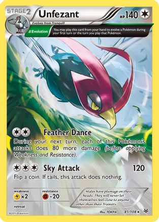 Unfezant (Delta) 081/108 - XY Roaring Skies Reverse Holofoil