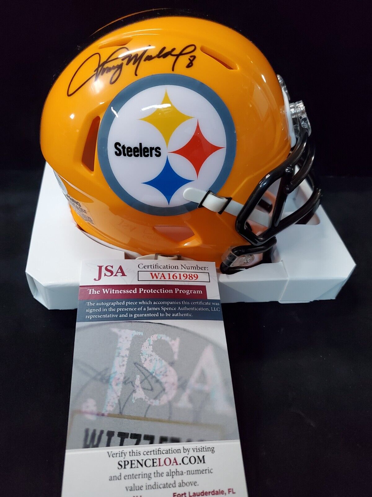 Pittsburgh Steelers Tommy Maddox Signed Speed Throwback Mini Helmet Jsa Coa