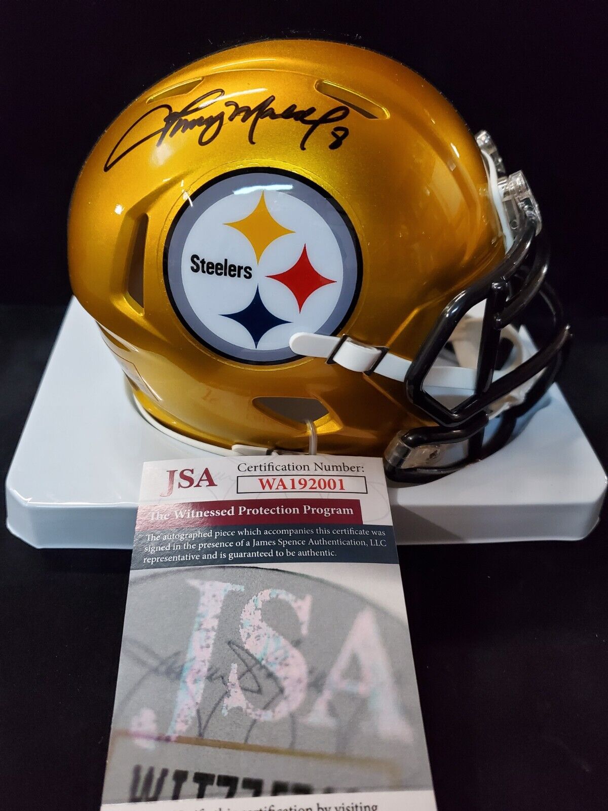 Pittsburgh Steelers Tommy Maddox Signed Flash Mini Helmet Jsa Coa