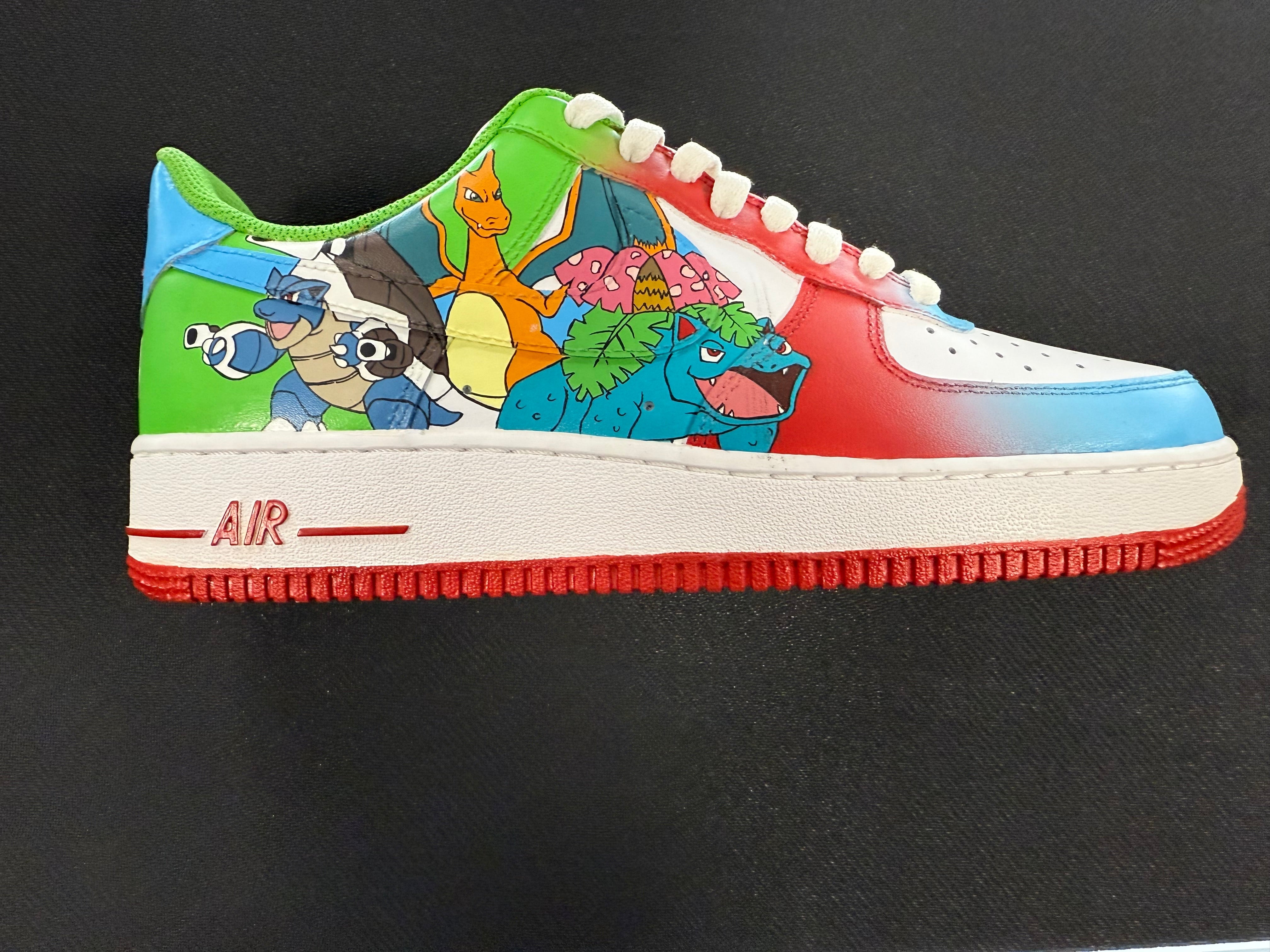 Custom Pokemon Painted Air Force Ones - Size 10