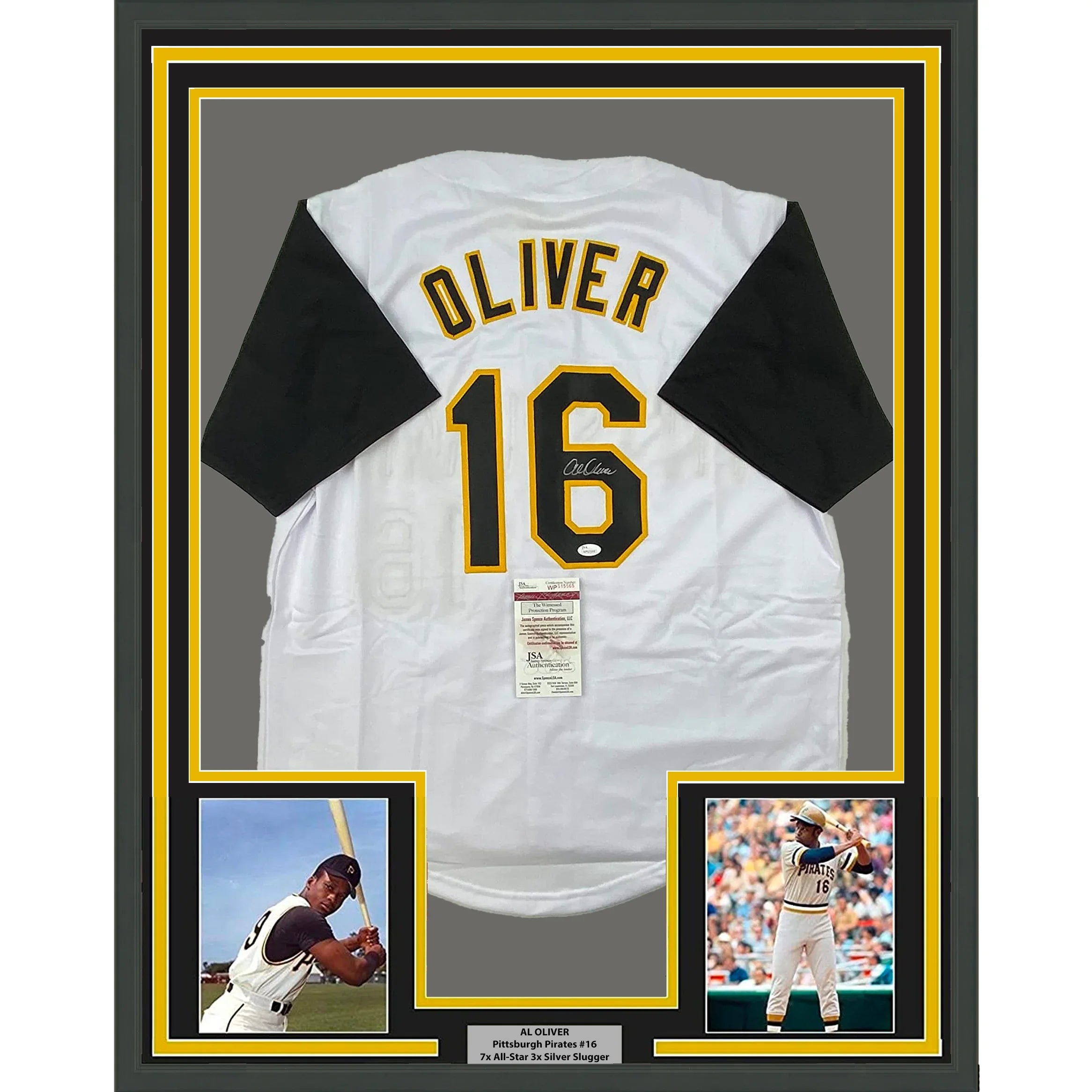 Framed Autographed/Signed Al Oliver 35x39 Pittsburgh Pirates White Baseball Jersey JSA COA