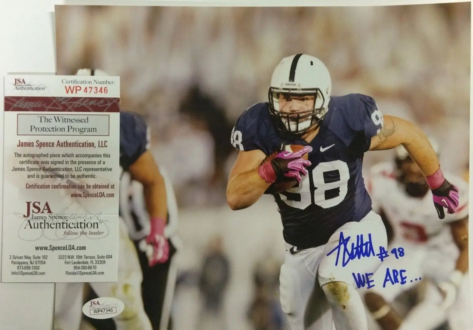 Anthony Zettel Autographed Signed Inscribed Penn State 8X10 Photo Jsa Coa