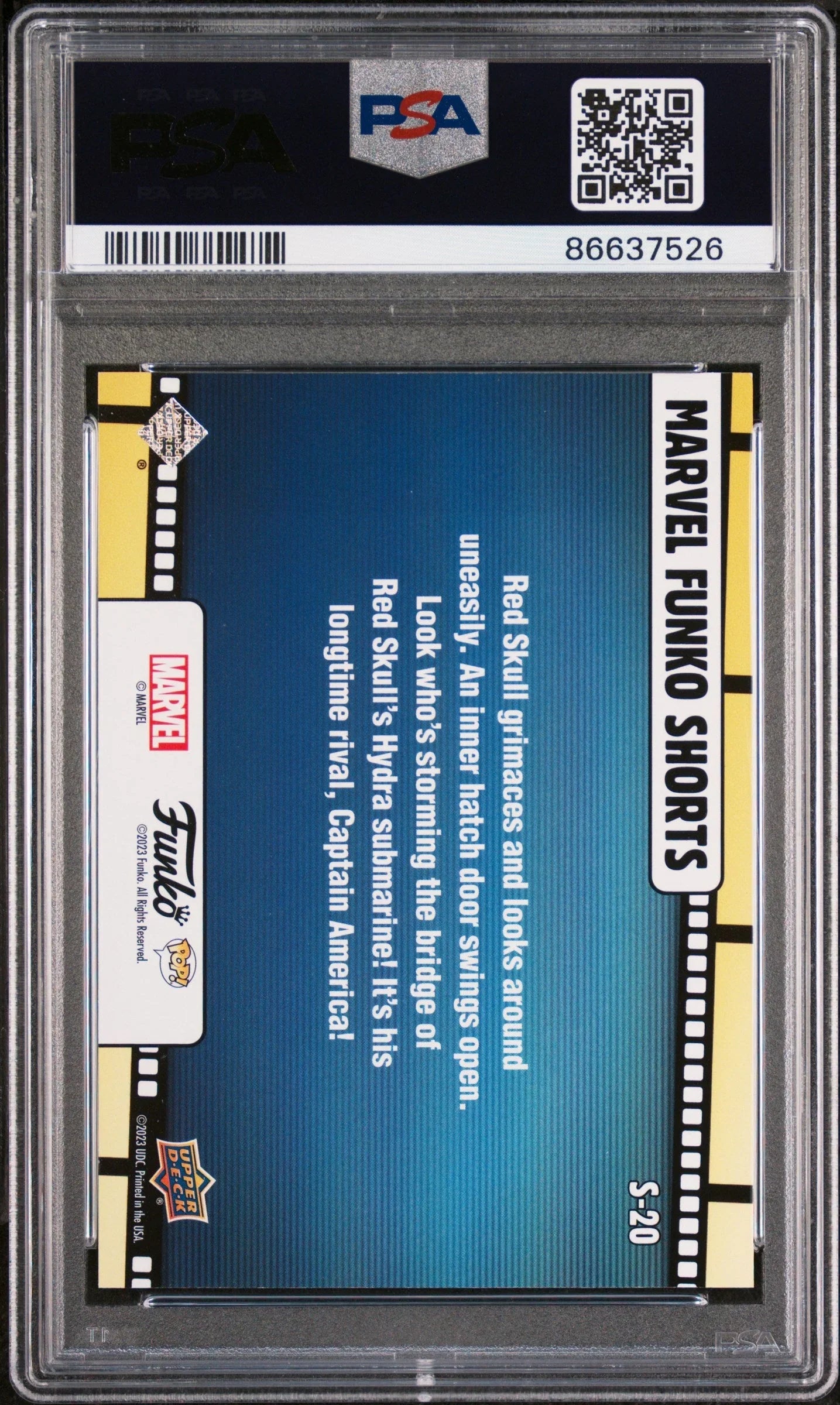 2023 UPPER DECK FUNKO POP MARVEL SHORTS RED SKULL SHORTSCONFETTI BOMB #S20 PSA 10