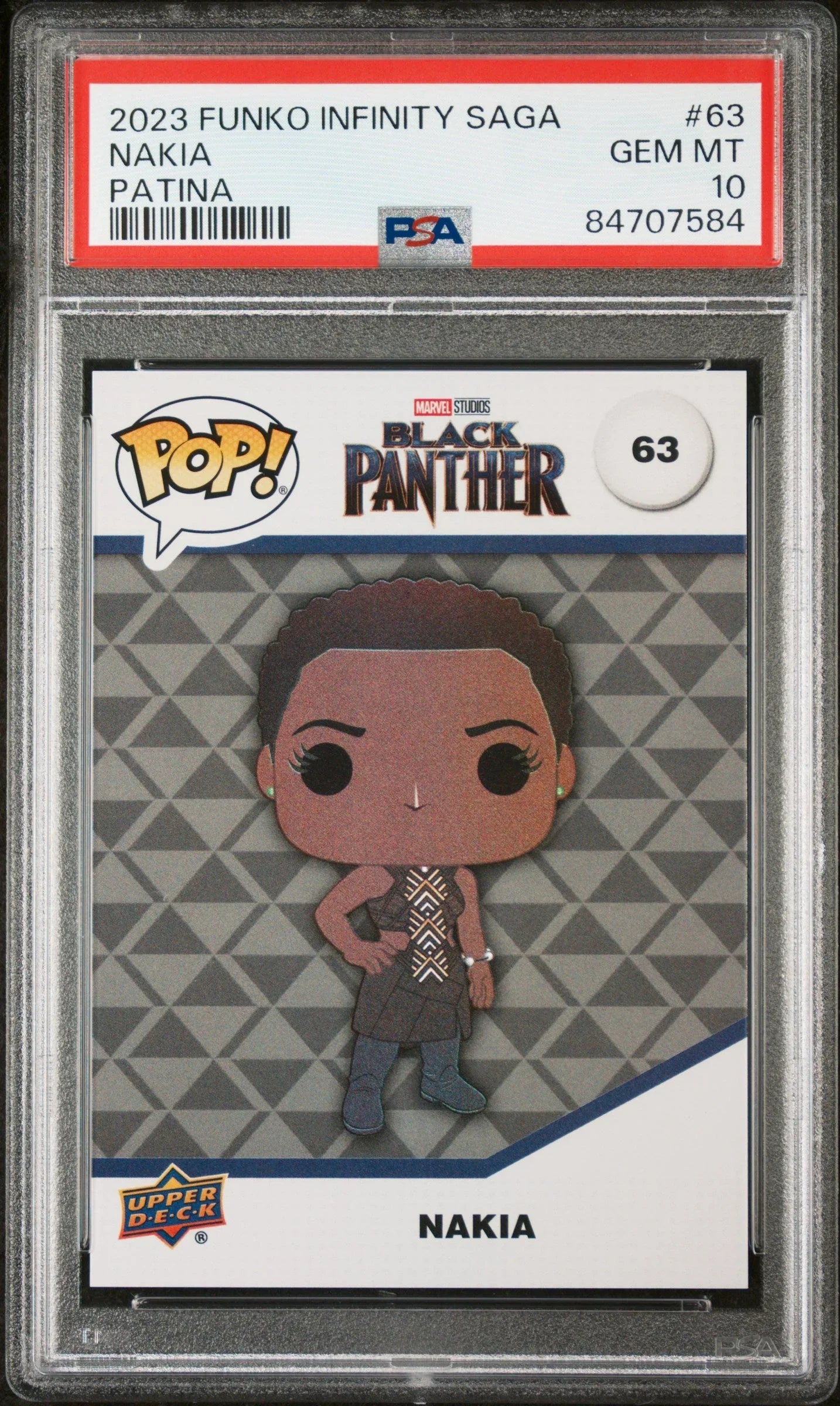 2023 UPPER DECK FUNKO POP MARVEL NAKIA PATINA #63 PSA 10