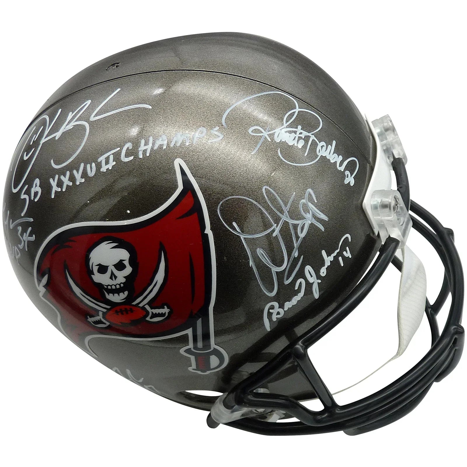 Tampa Bay Buccaneers Super Bowl XXXVII Champs Team Autographed Deluxe Full-Size Replica Helmet - 7 Autographs - Beckett
